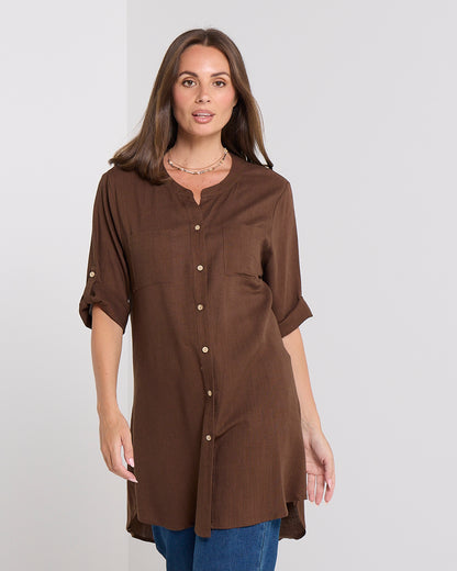 Candace Tunic Shirt - Brown