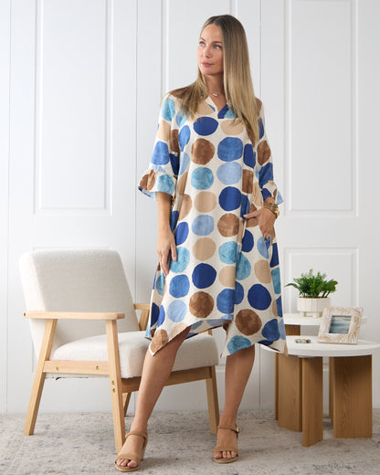 Amadi Dress - Blue Spot