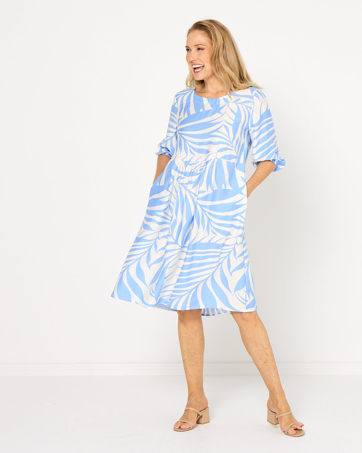 Priyanka Dress - Azure Palm