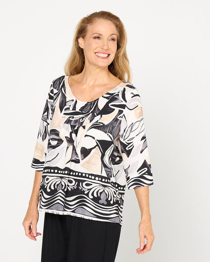 Rayna Top - Abstract Border