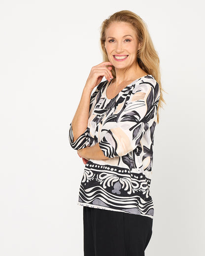 Rayna Top - Abstract Border