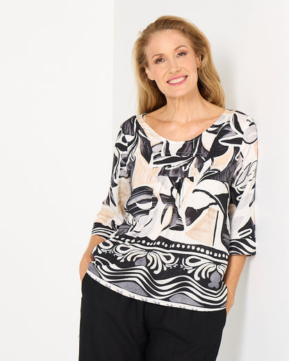 Rayna Top - Abstract Border