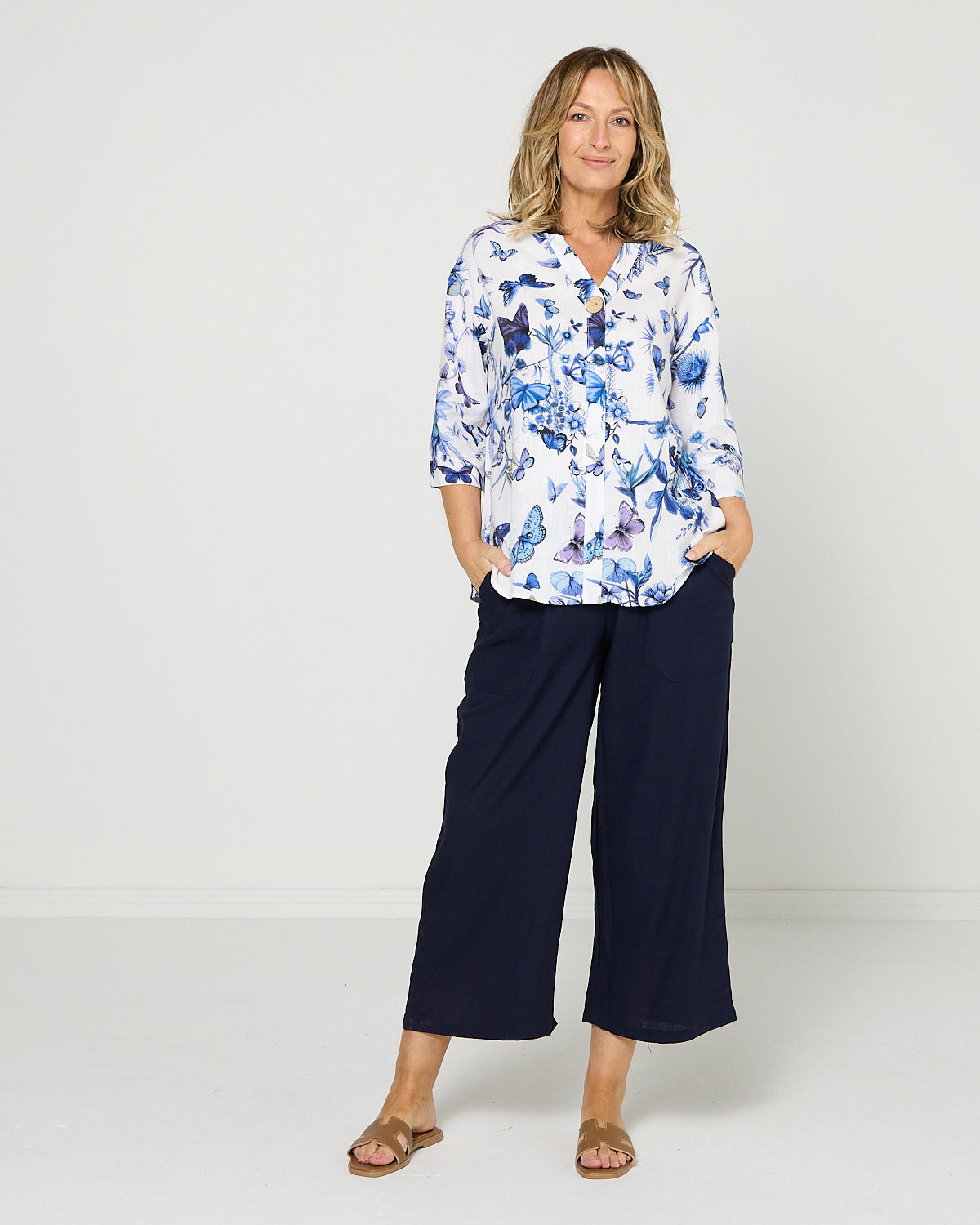 Aiko Linen Pants - Navy