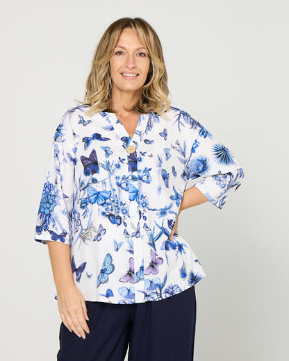Florence Top - Blue Butterfly