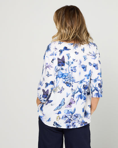 Florence Top - Blue Butterfly