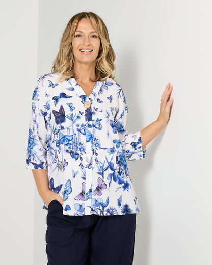 Florence Top - Blue Butterfly