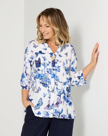 Florence Top - Blue Butterfly
