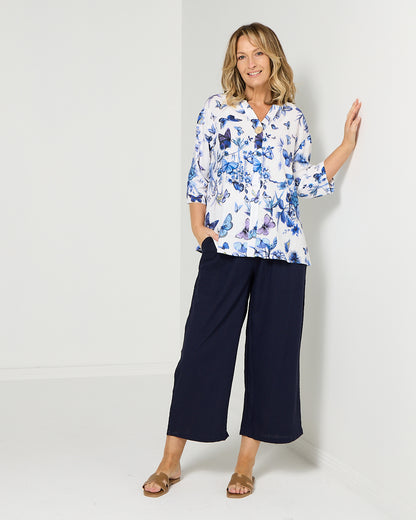 Florence Top - Blue Butterfly