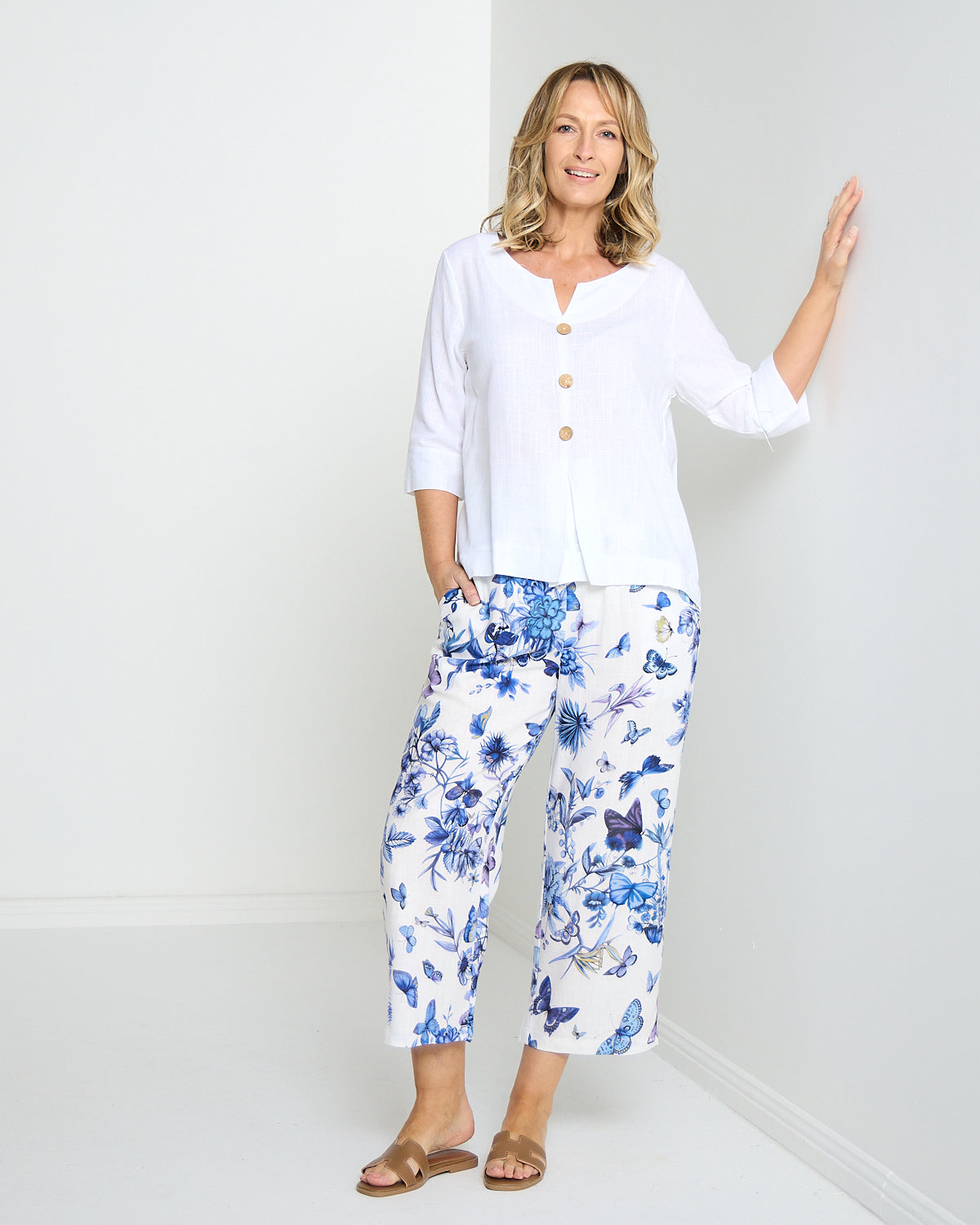 Positano Pant - Blue Butterfly