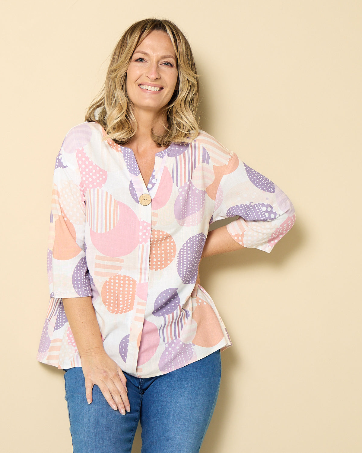 Florence Top - Blush Geo Spot