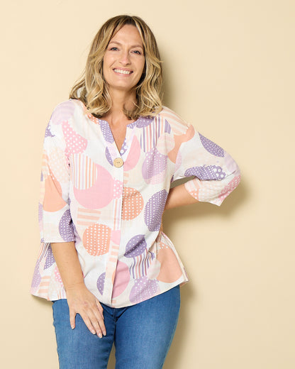 Florence Top - Blush Geo Spot