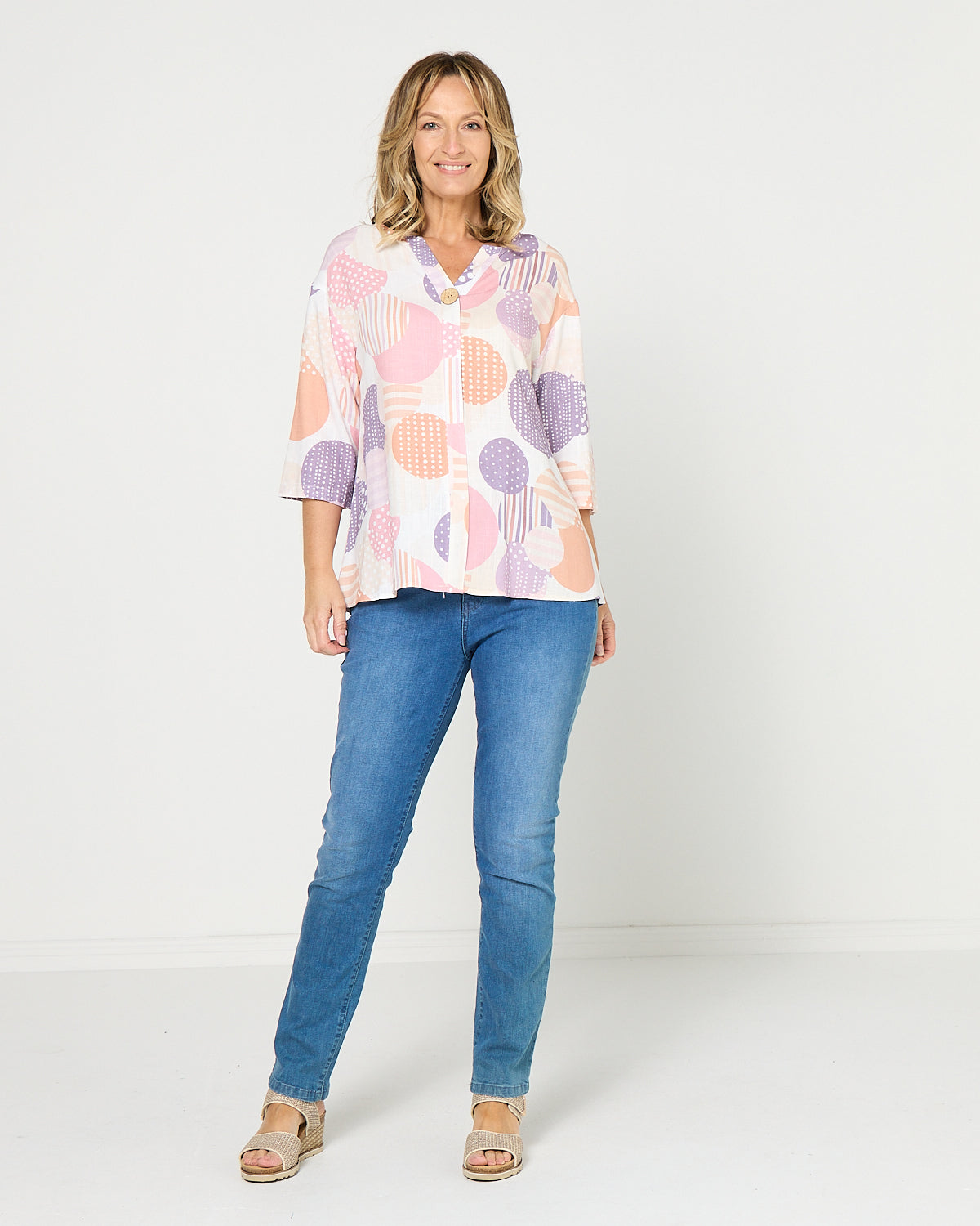 Florence Top - Blush Geo Spot