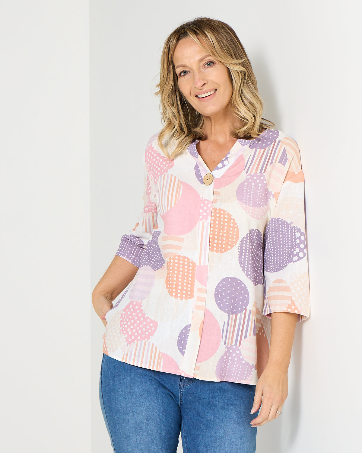 Florence Top - Blush Geo Spot