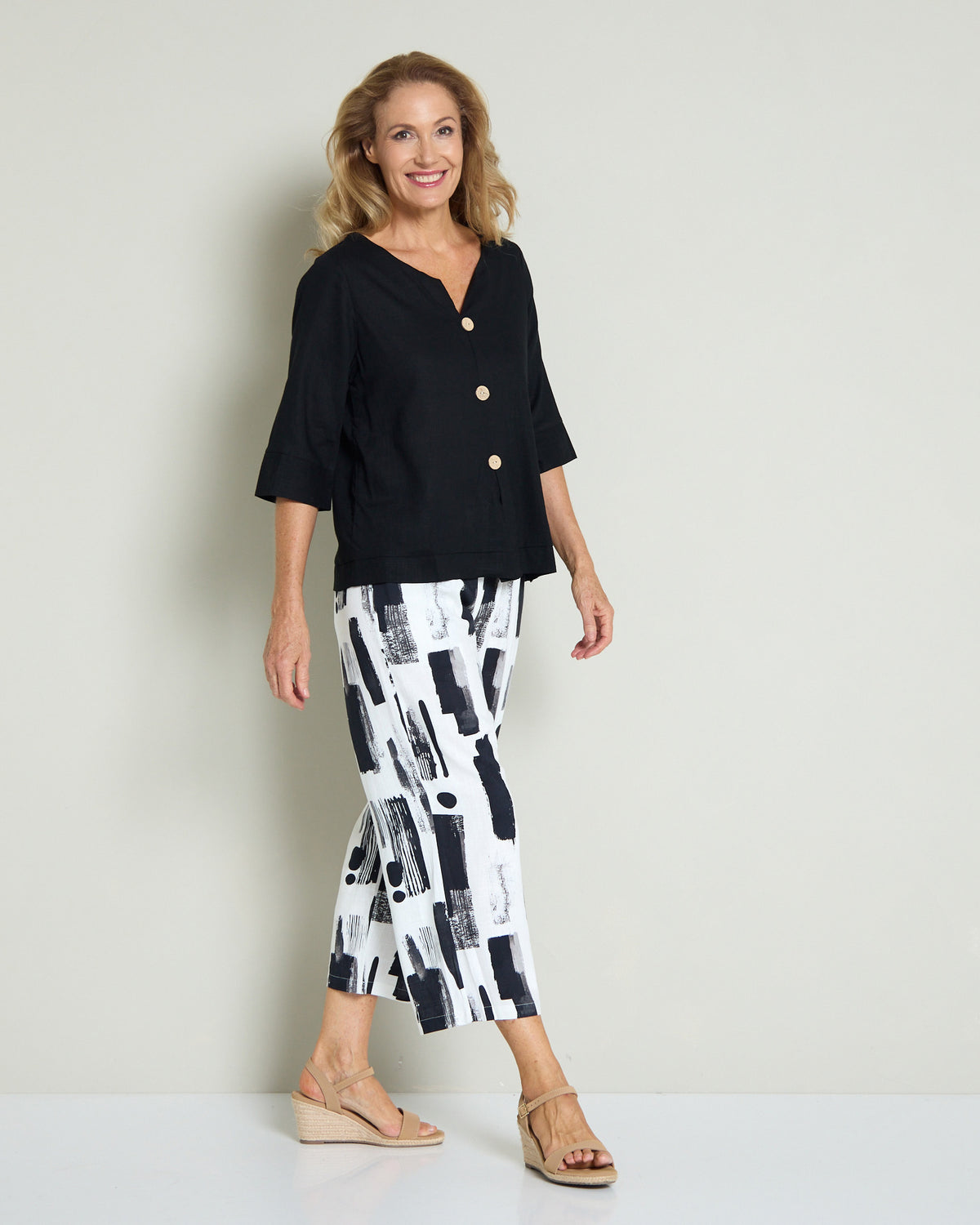 Positano Linen Cotton Pant - Ink Wash