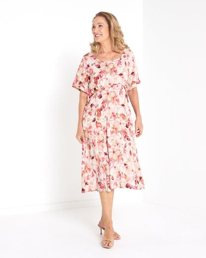 Wellington Dress - Pink Floral: styled view