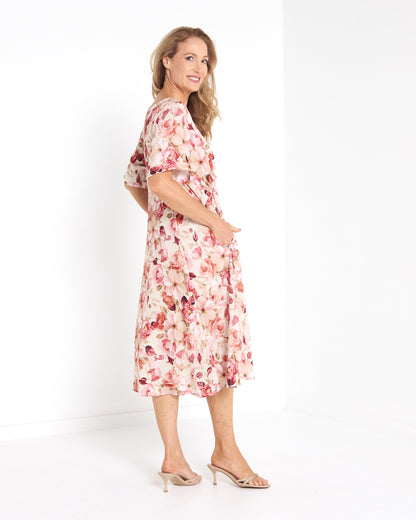 Wellington Dress - Pink Floral: styled view