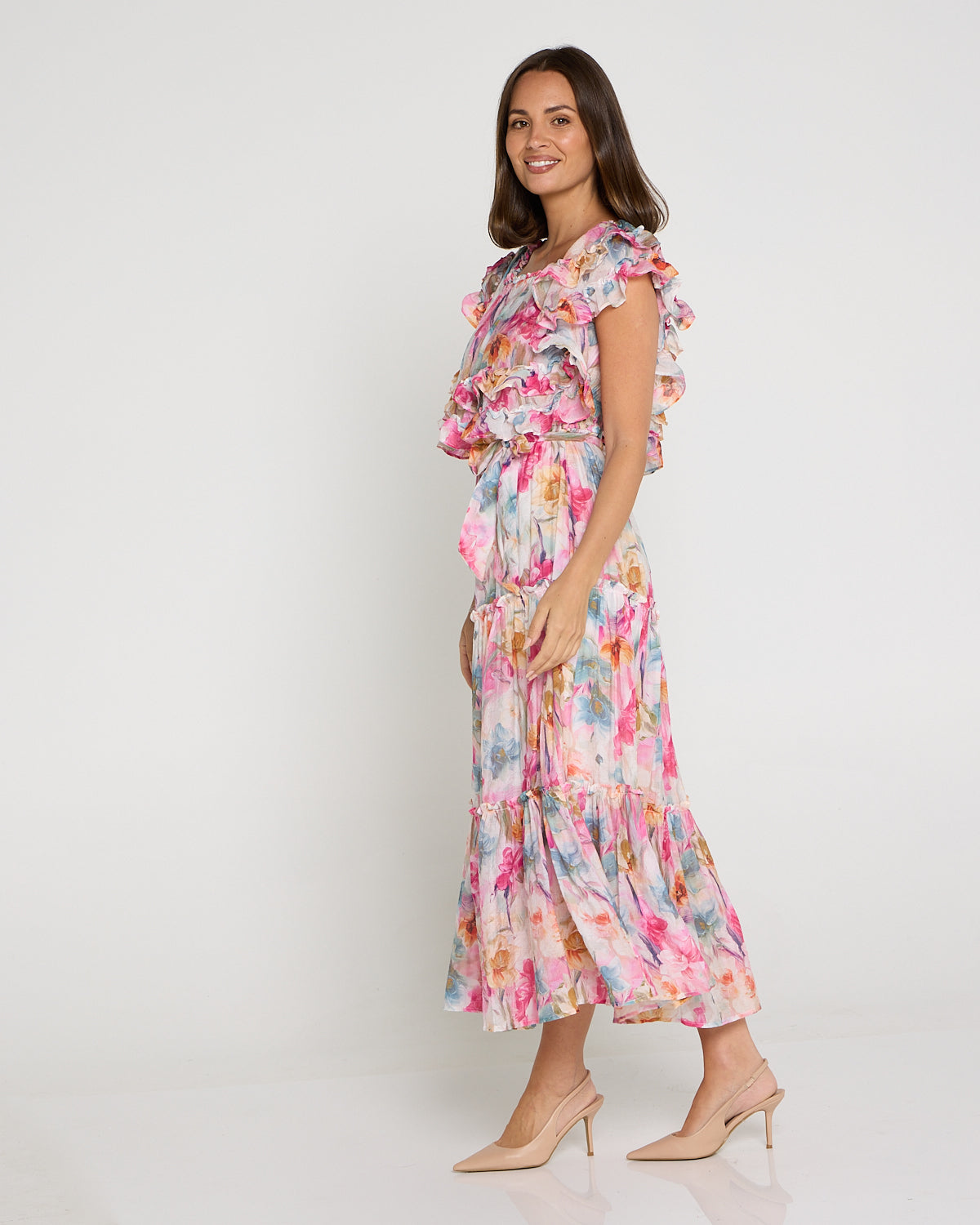 Camille Tiered Ruffle Dress - Springtime Bouquet