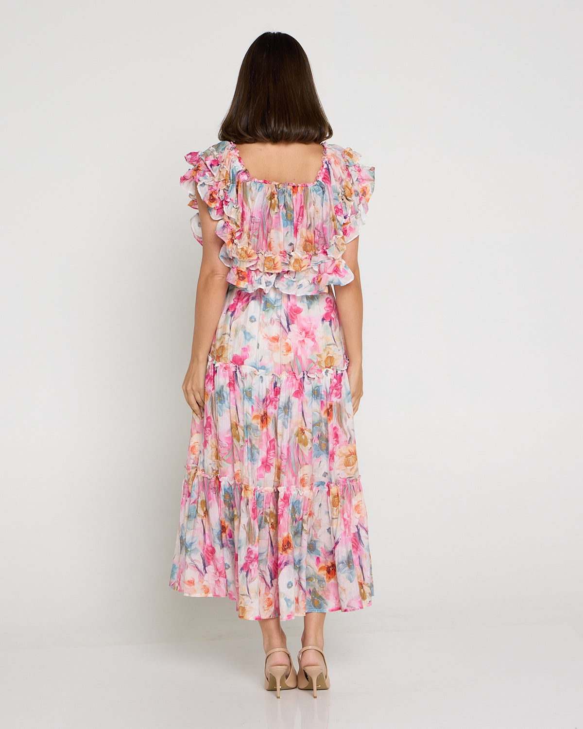 Camille Tiered Ruffle Dress - Springtime Bouquet