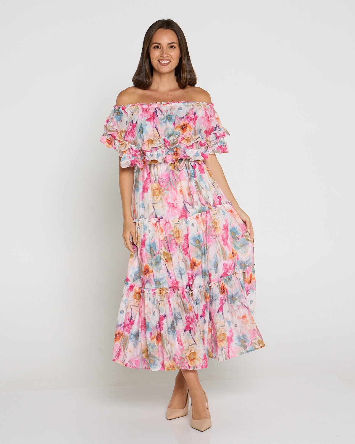 Camille Tiered Ruffle Dress - Springtime Bouquet