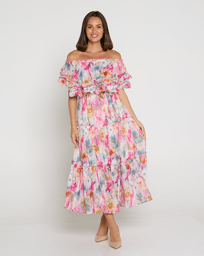 Camille Tiered Ruffle Dress - Springtime Bouquet