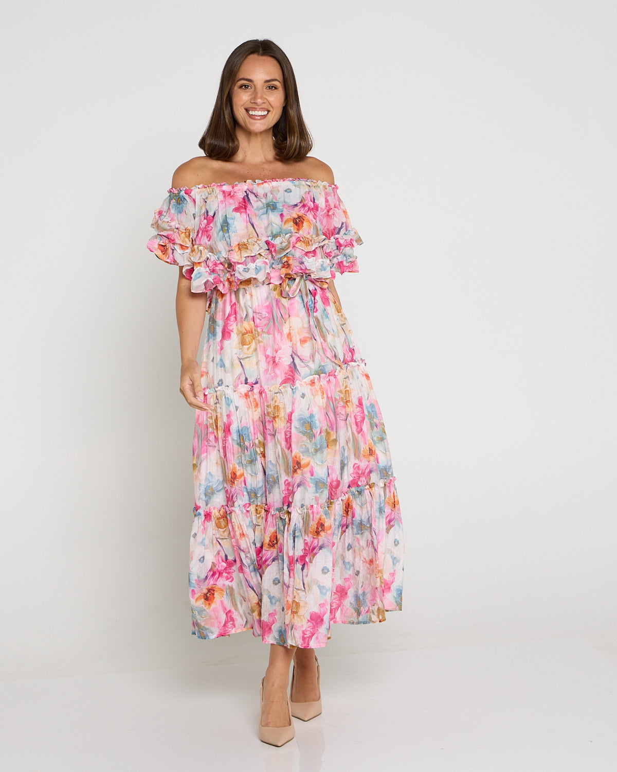 Camille Tiered Ruffle Dress - Springtime Bouquet
