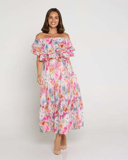 Camille Tiered Ruffle Dress - Springtime Bouquet