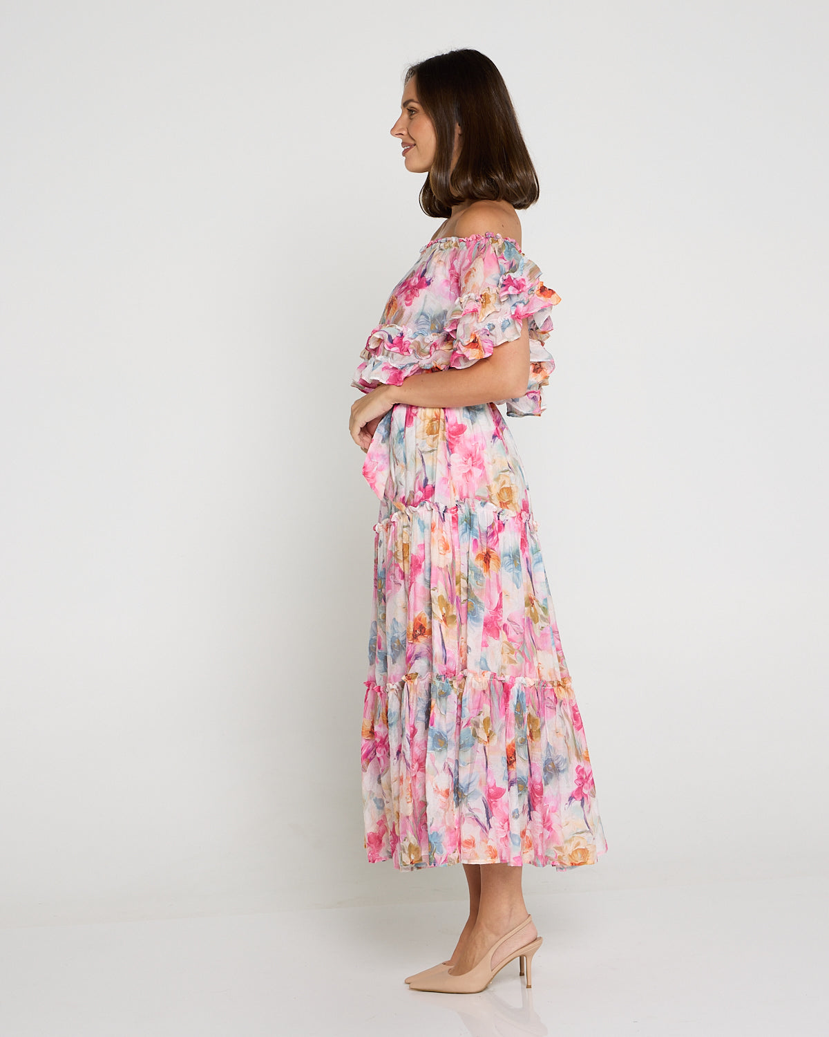 Camille Tiered Ruffle Dress - Springtime Bouquet