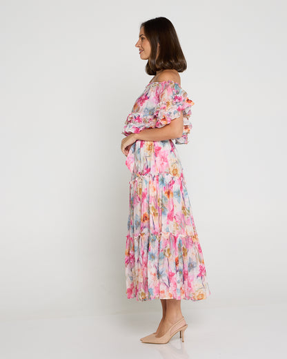 Camille Tiered Ruffle Dress - Springtime Bouquet