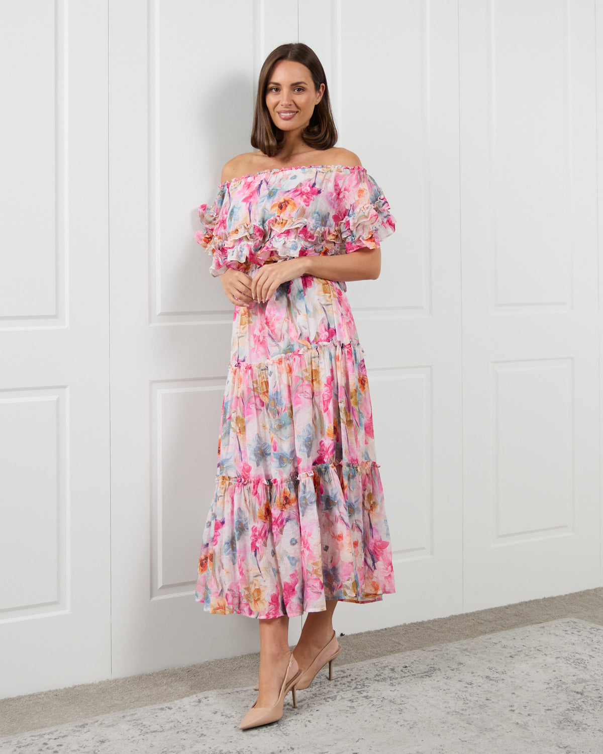Camille Tiered Ruffle Dress - Springtime Bouquet