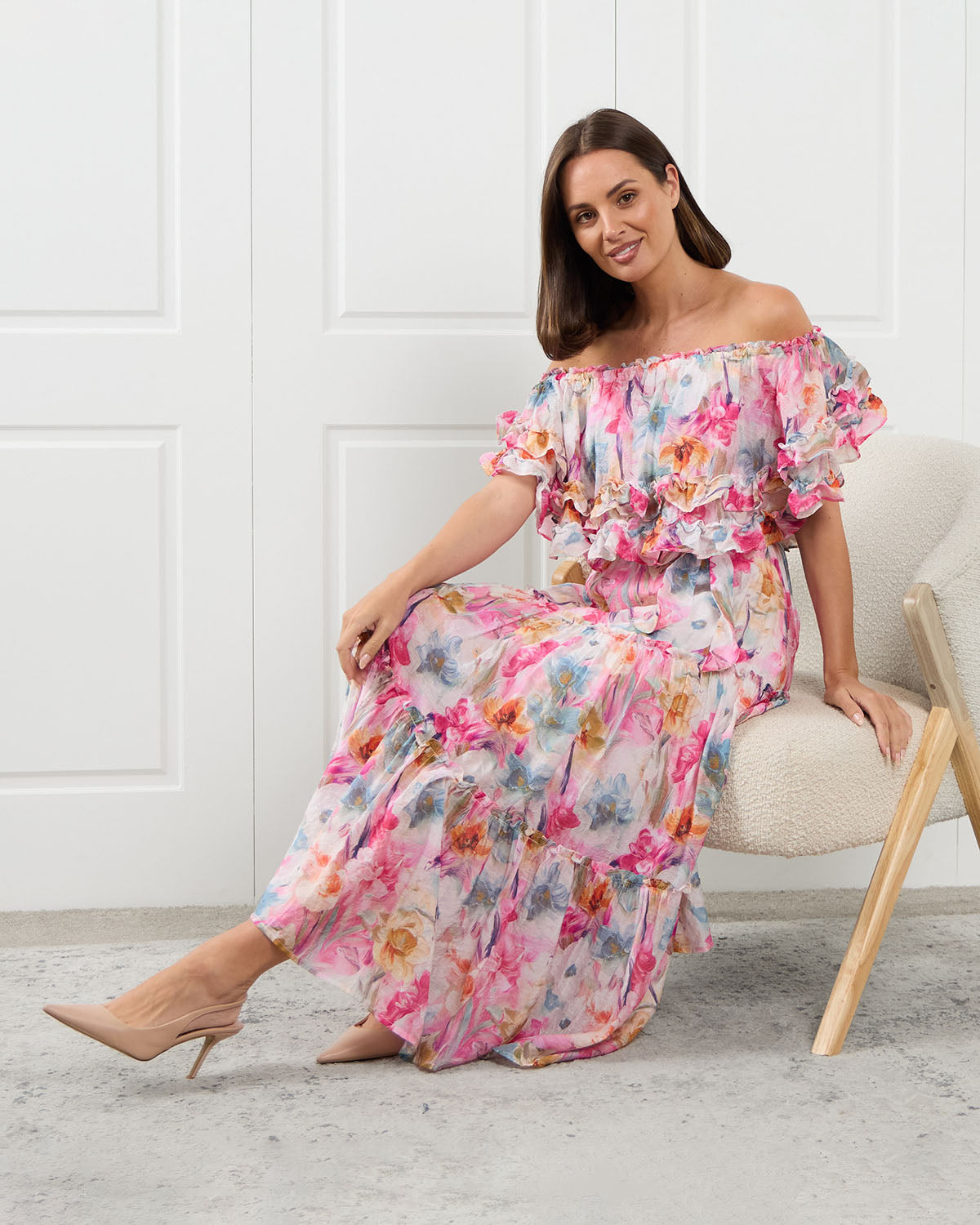 Camille Tiered Ruffle Dress - Springtime Bouquet