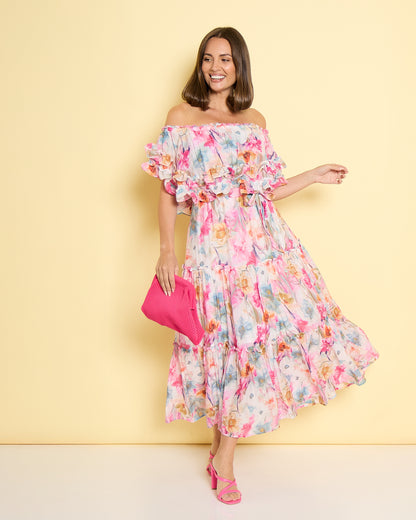 Camille Tiered Ruffle Dress - Springtime Bouquet