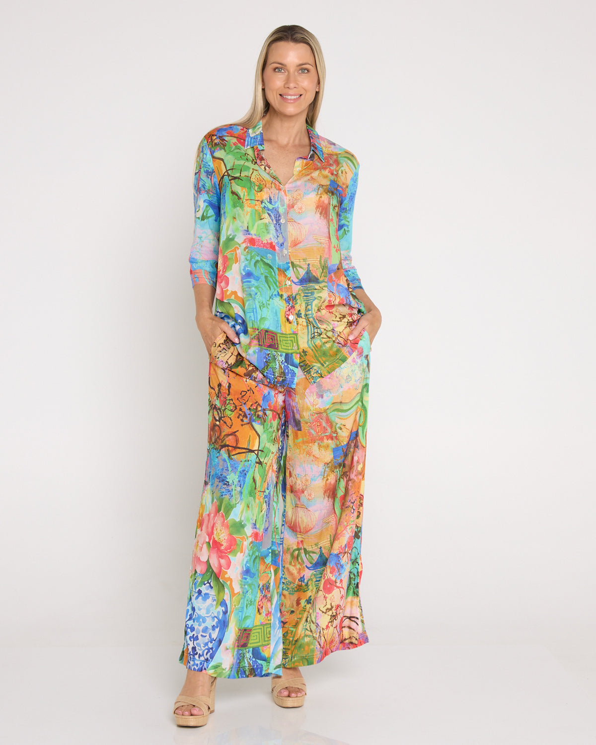 Digital Wide Leg Pants - Mount Fuji
