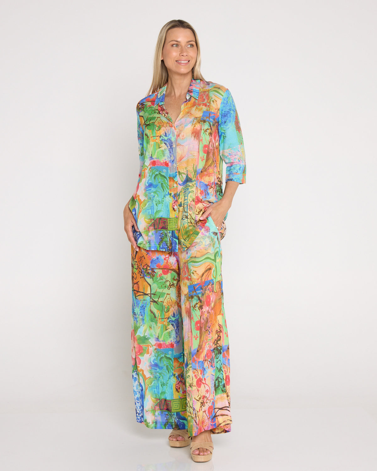 Digital Wide Leg Pants - Mount Fuji