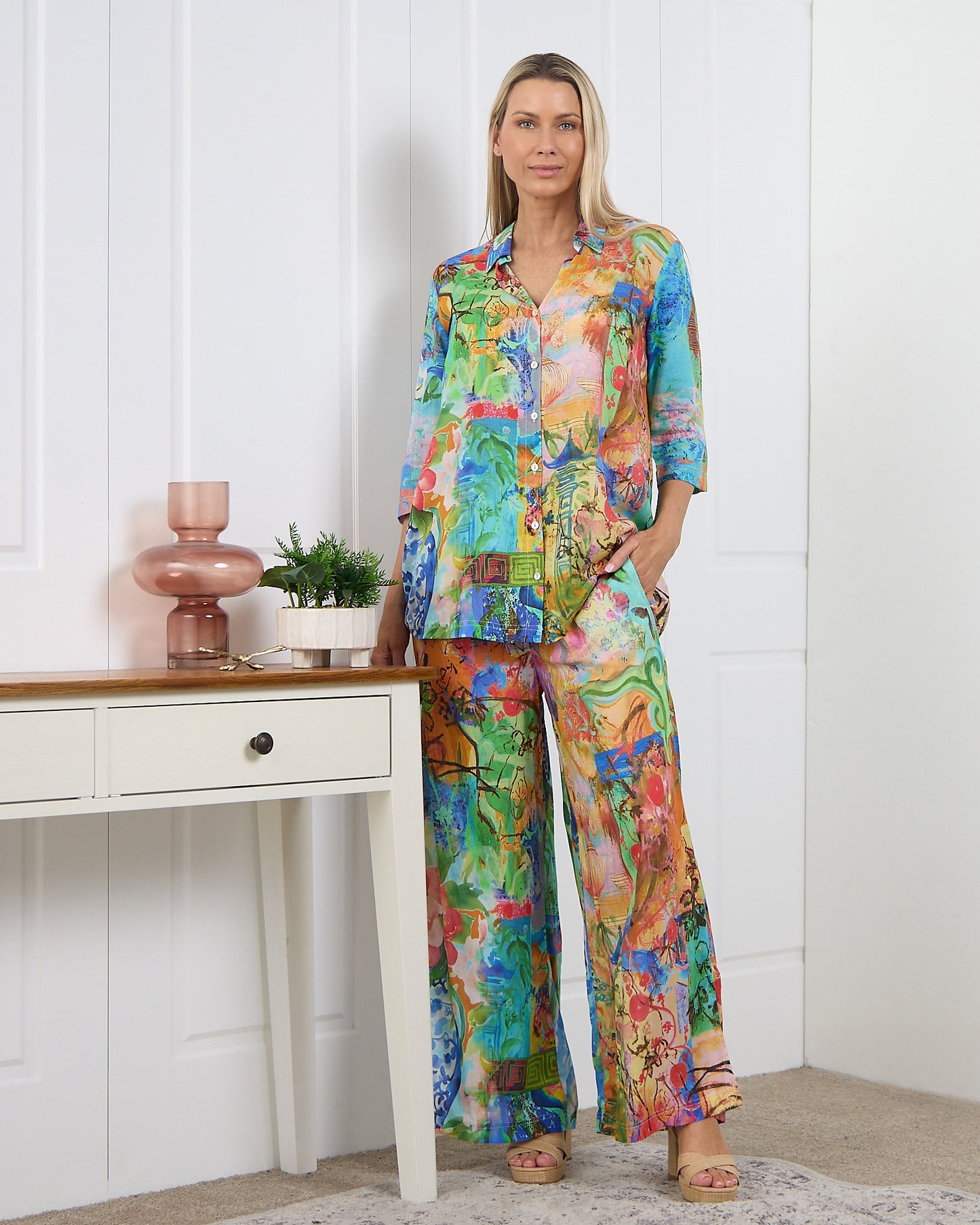 Digital Wide Leg Pants - Mount Fuji