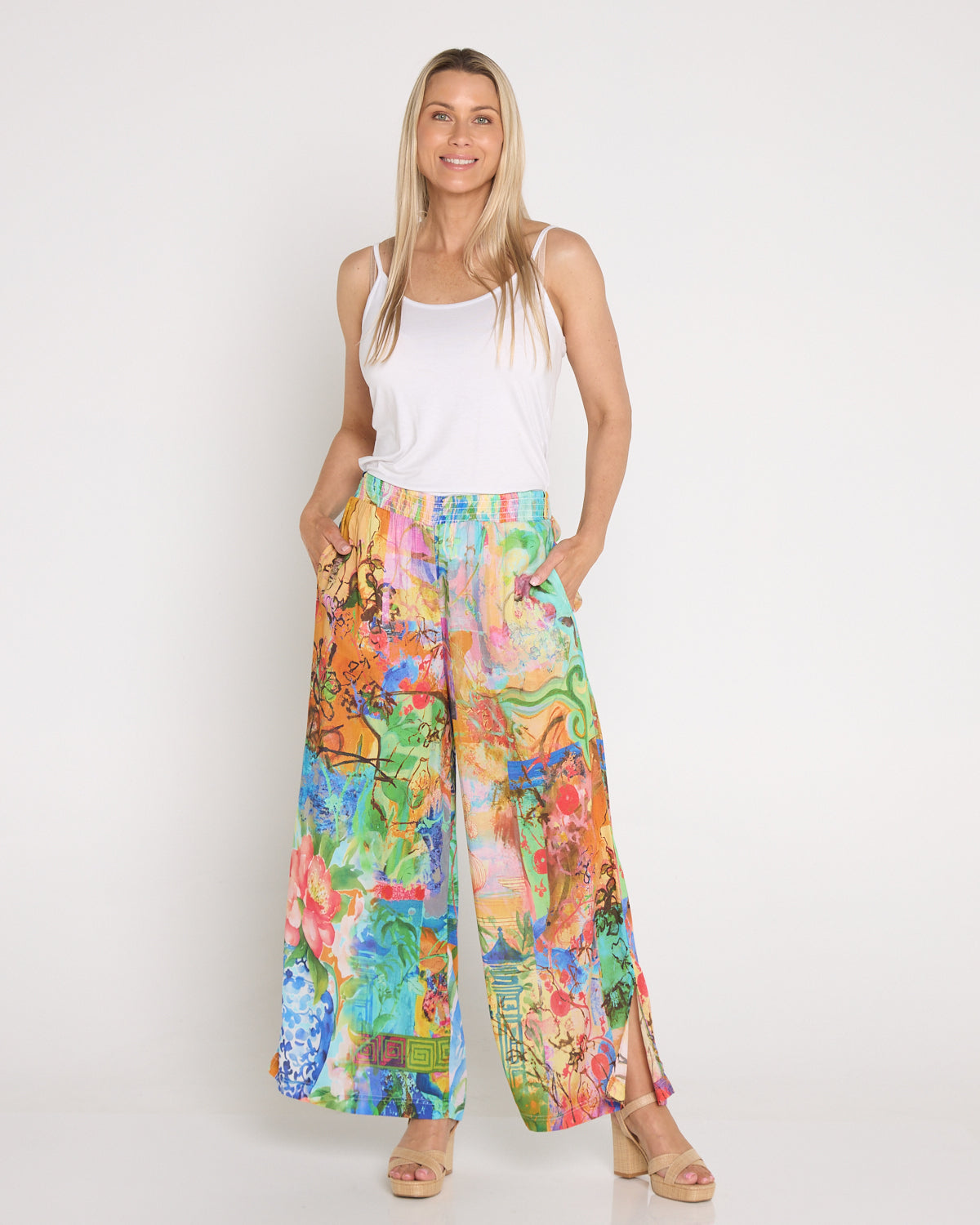 Digital Wide Leg Pants - Mount Fuji