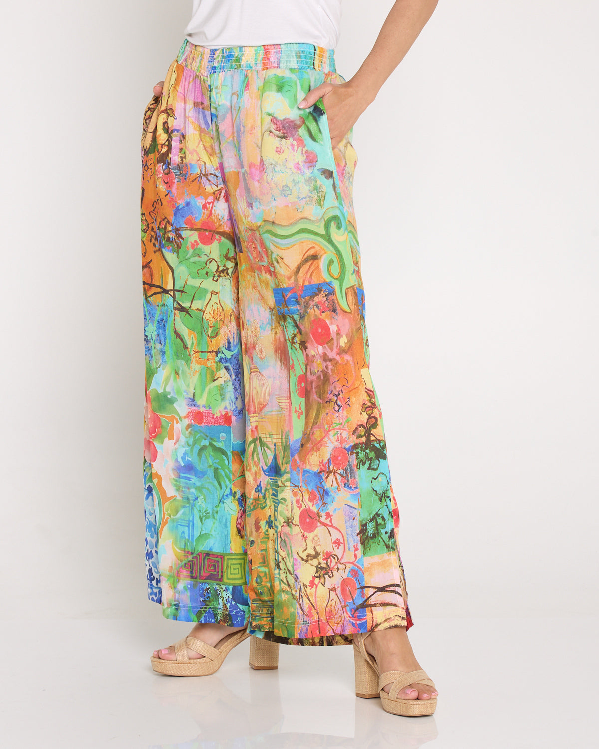 Digital Wide Leg Pants - Mount Fuji