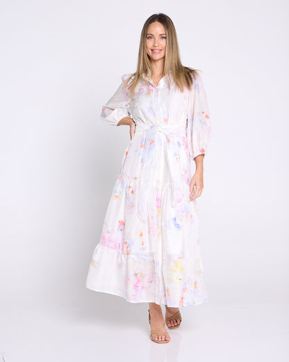 Bethany Dress - White/Pastel Floral
