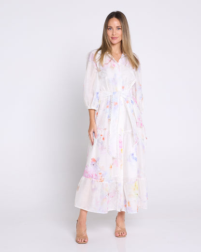 Bethany Dress - White/Pastel Floral