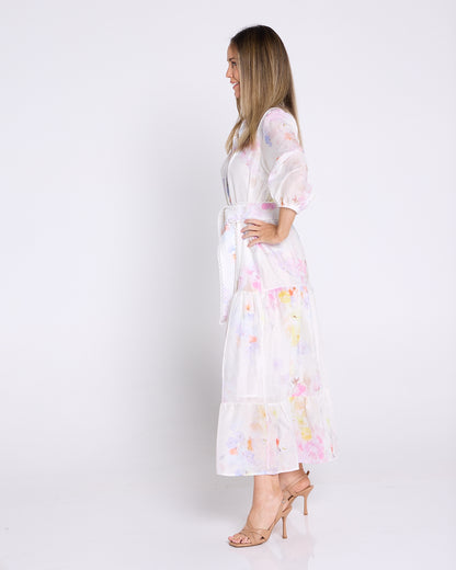 Bethany Dress - White/Pastel Floral