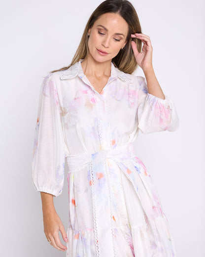 Bethany Dress - White/Pastel Floral