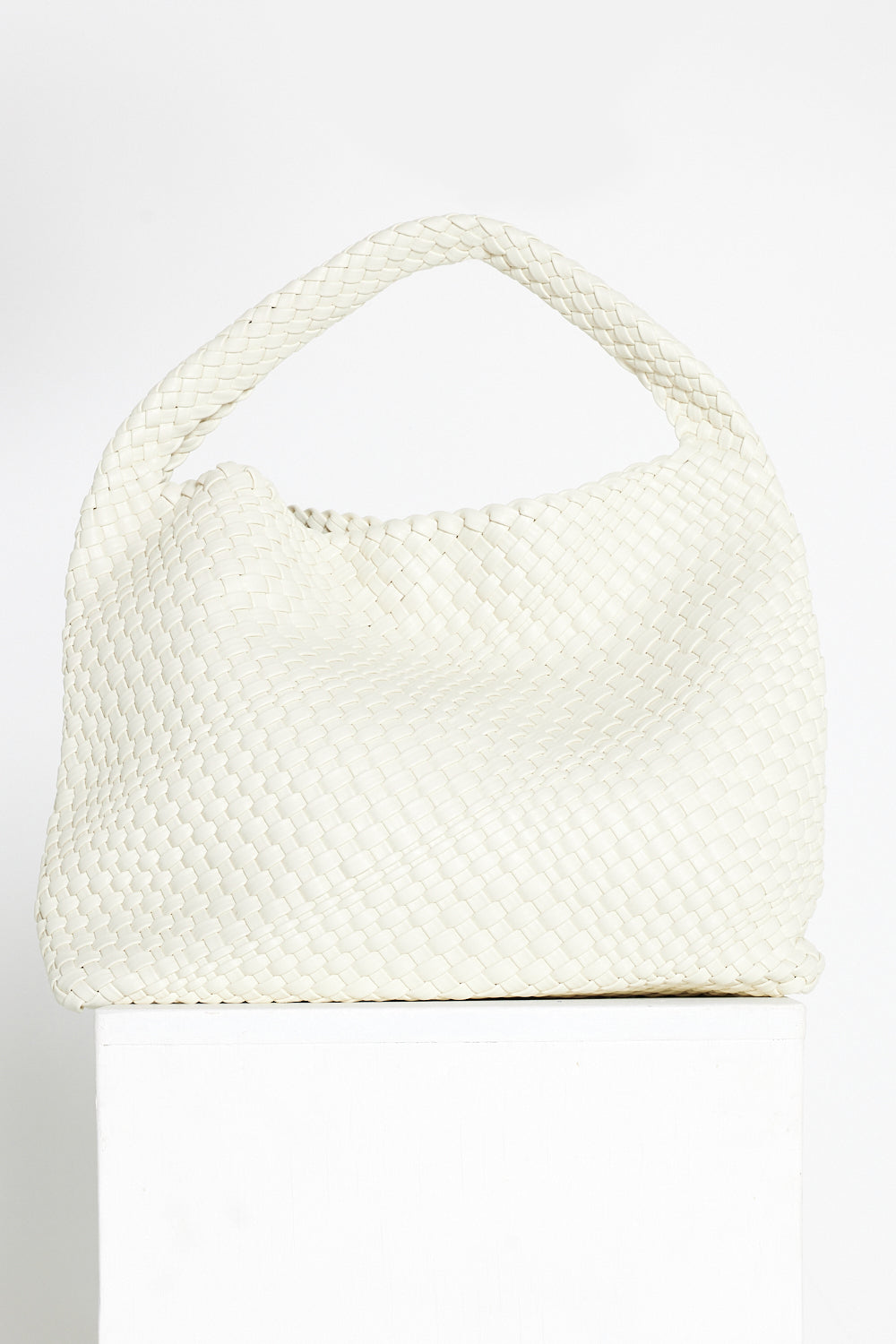 Woven Slouch Bag  & Clutch - Rice White