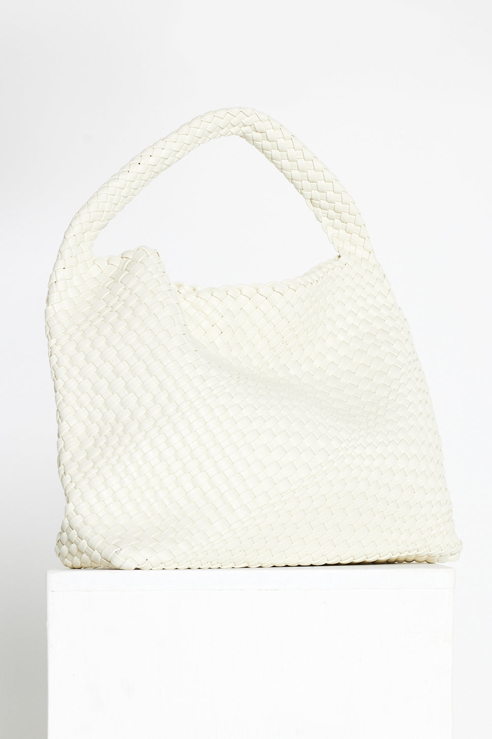 Woven Slouch Bag  & Clutch - Rice White