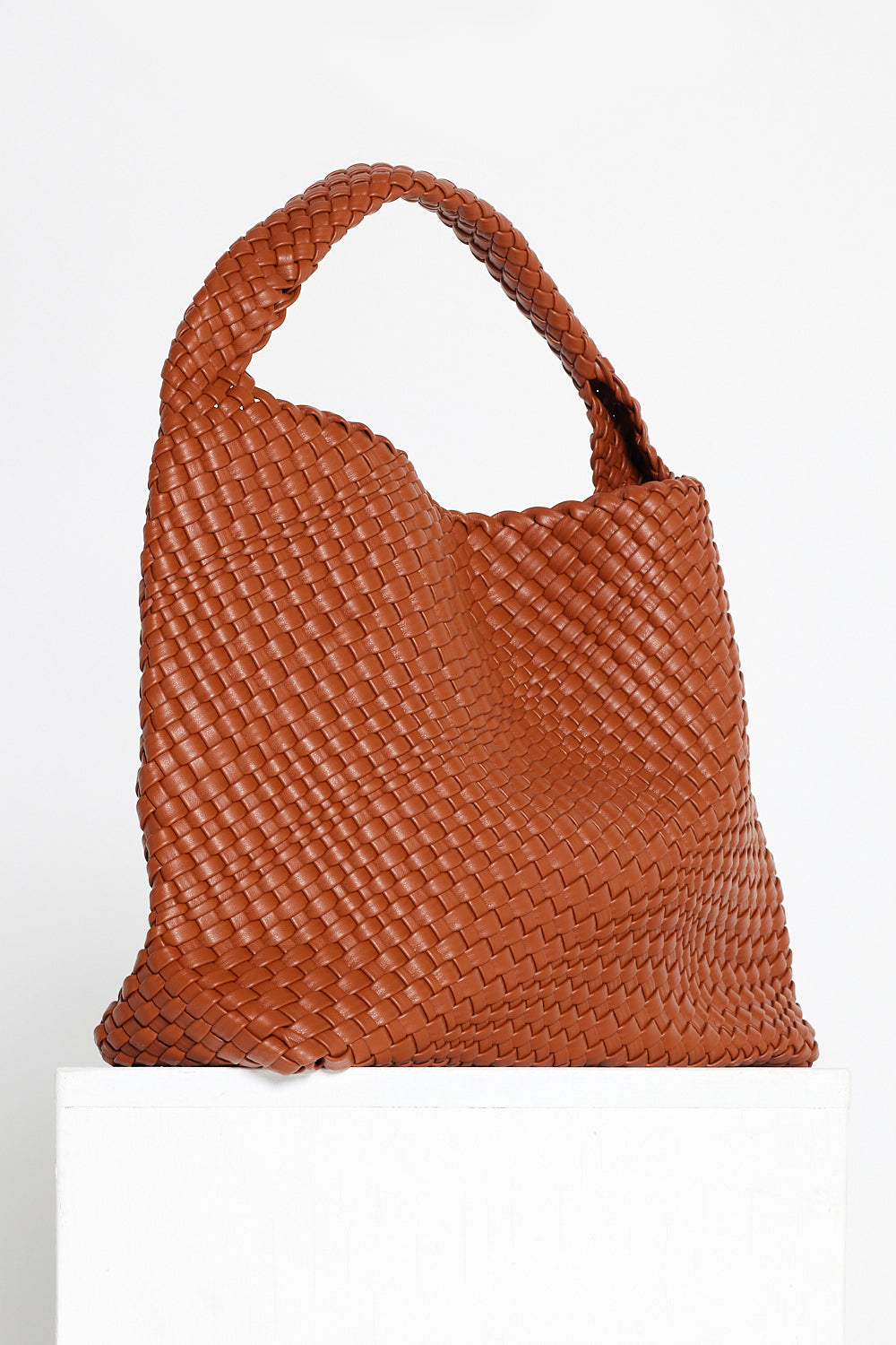 Woven Slouch Bag & Clutch - Brown