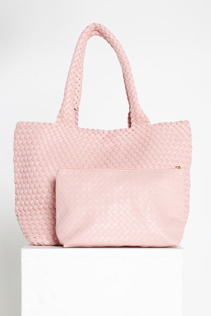 Lois Woven Bag & Clutch  - Pink