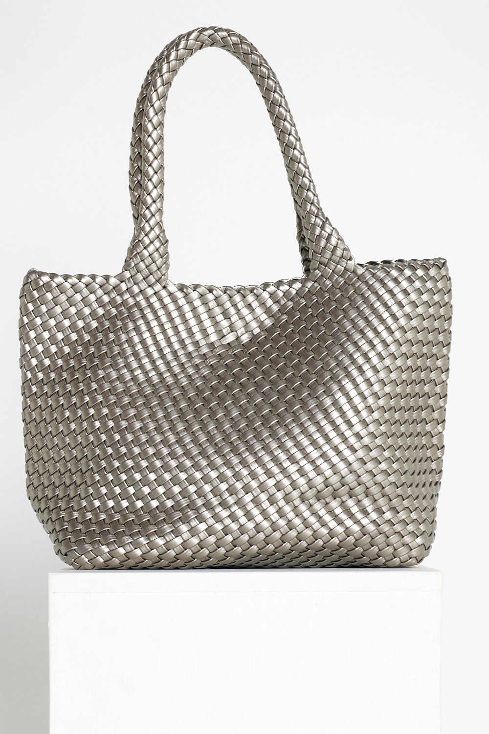 Lois Woven Bag & Clutch  - Silver