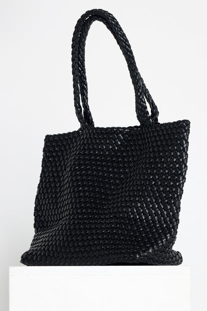 Lois Woven Bag & Clutch  - Black