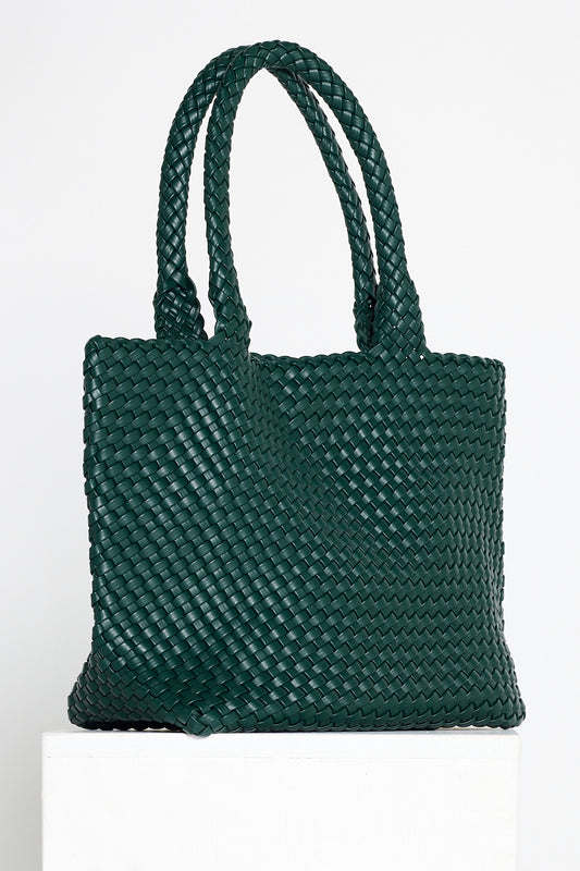 Lois Woven Bag & Clutch  - Bottle Green