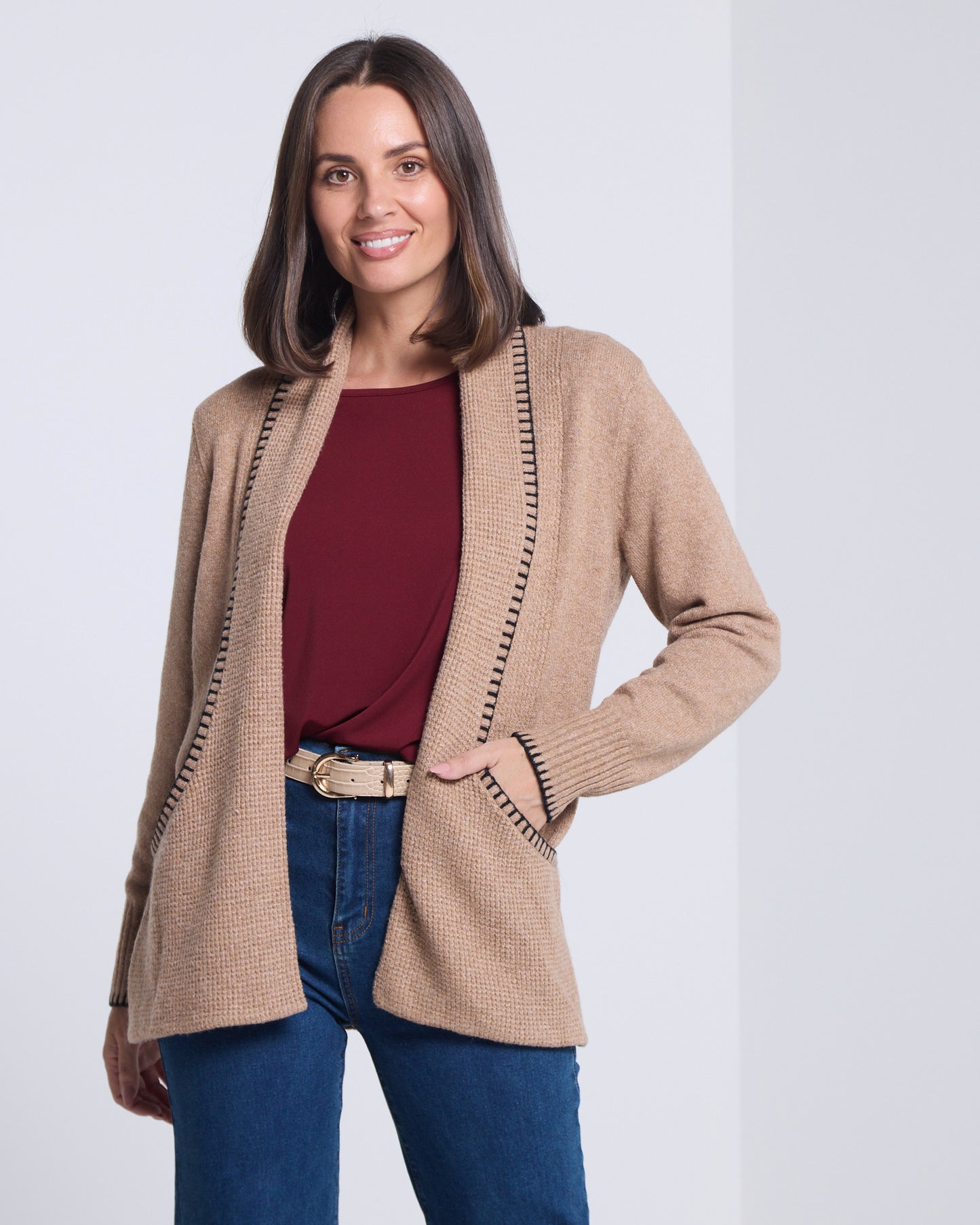 Camden Stretch Top - Burgundy