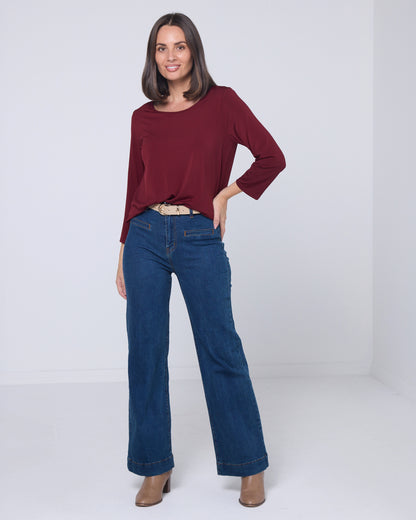 Camden Stretch Top - Burgundy