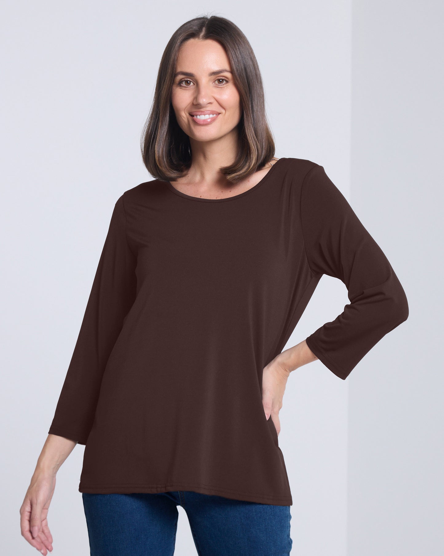 Camden Stretch Top - Chocolate